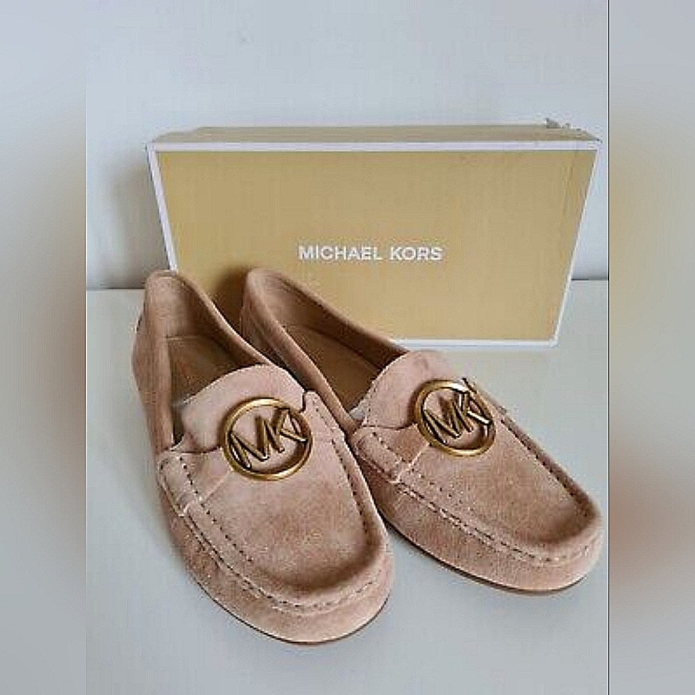 Michael Kors MK Crawford Pink Suede  Size 8.5 Slip On Shoes loafers moccasins